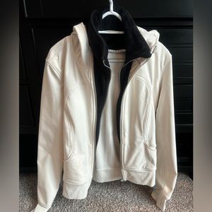LULULEMON CREAM HOODED JACKET WITH REMOVABLE BLACK FLEECE LINING VEST